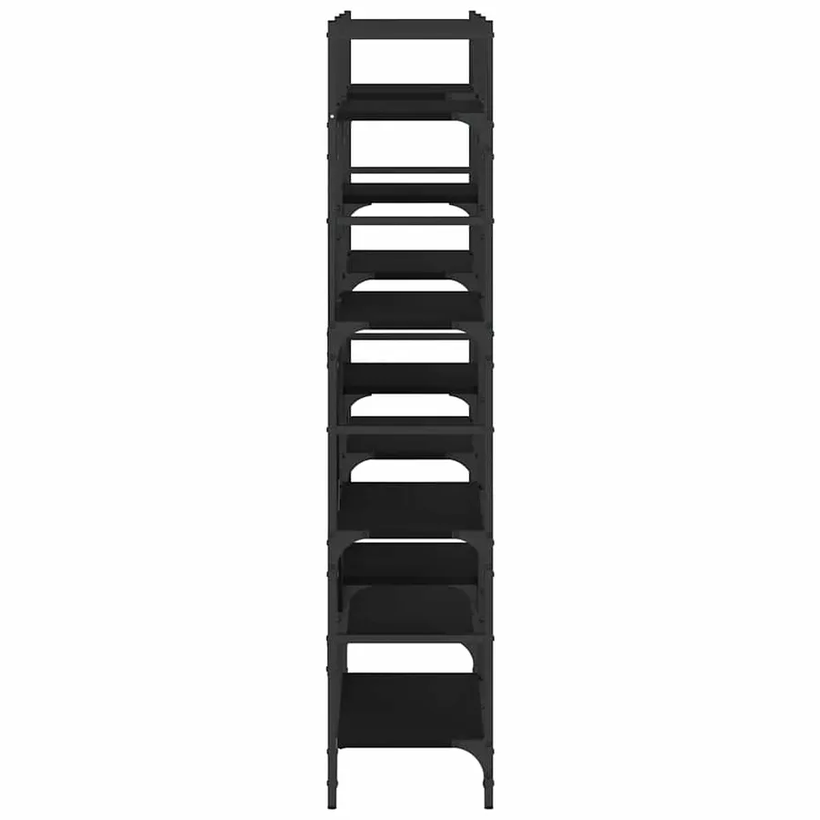 Bibliothèque noir 160x28,5x136,5 cm bois d'ingénierie - 6