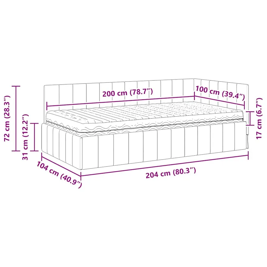 Cadre de lit d'angle avec matelas 2 pcs Gris Velours - 14