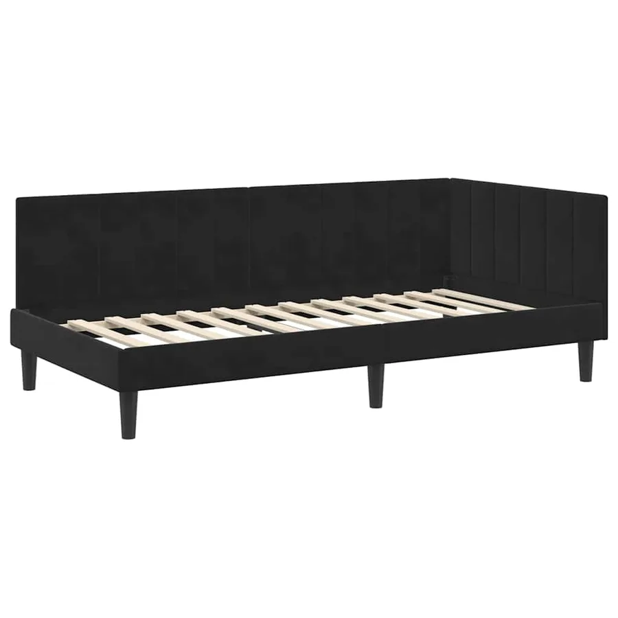 Cadre de lit d'angle Noir 90 cm x 190 cm Velours - 4
