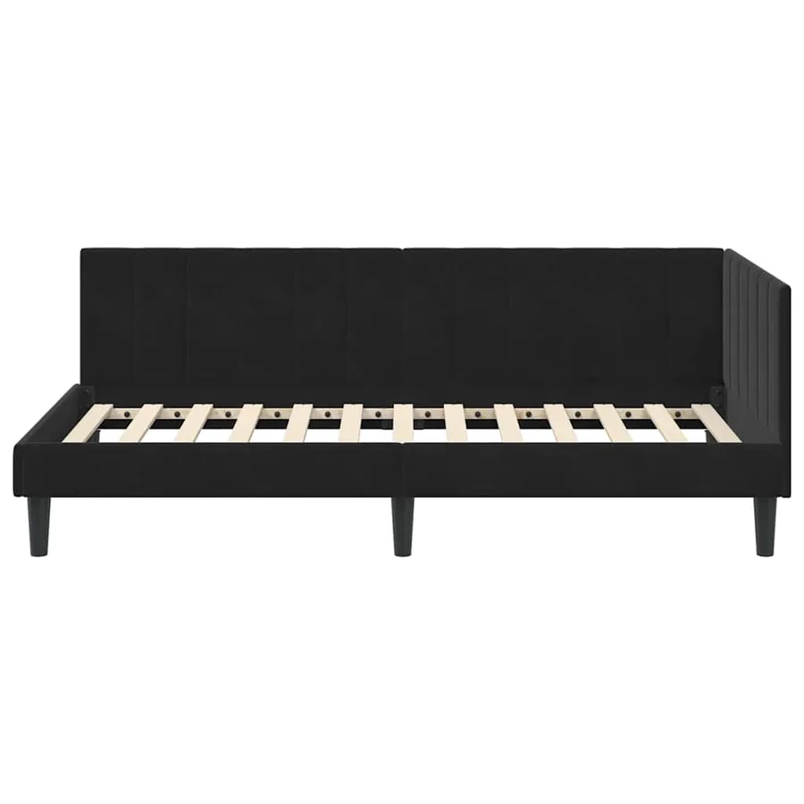 Cadre de lit d'angle Noir 90 cm x 190 cm Velours - 5