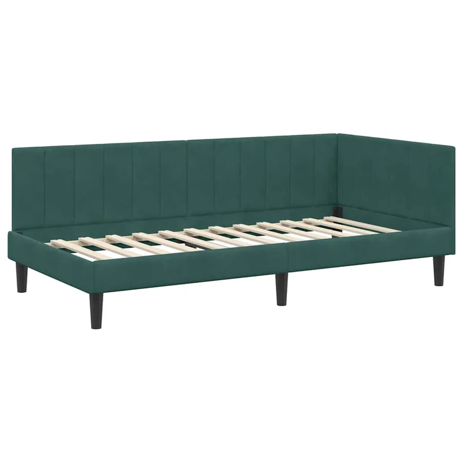 Cadre de lit d'angle Vert foncé 100 cm x 200 cm Velours - 4