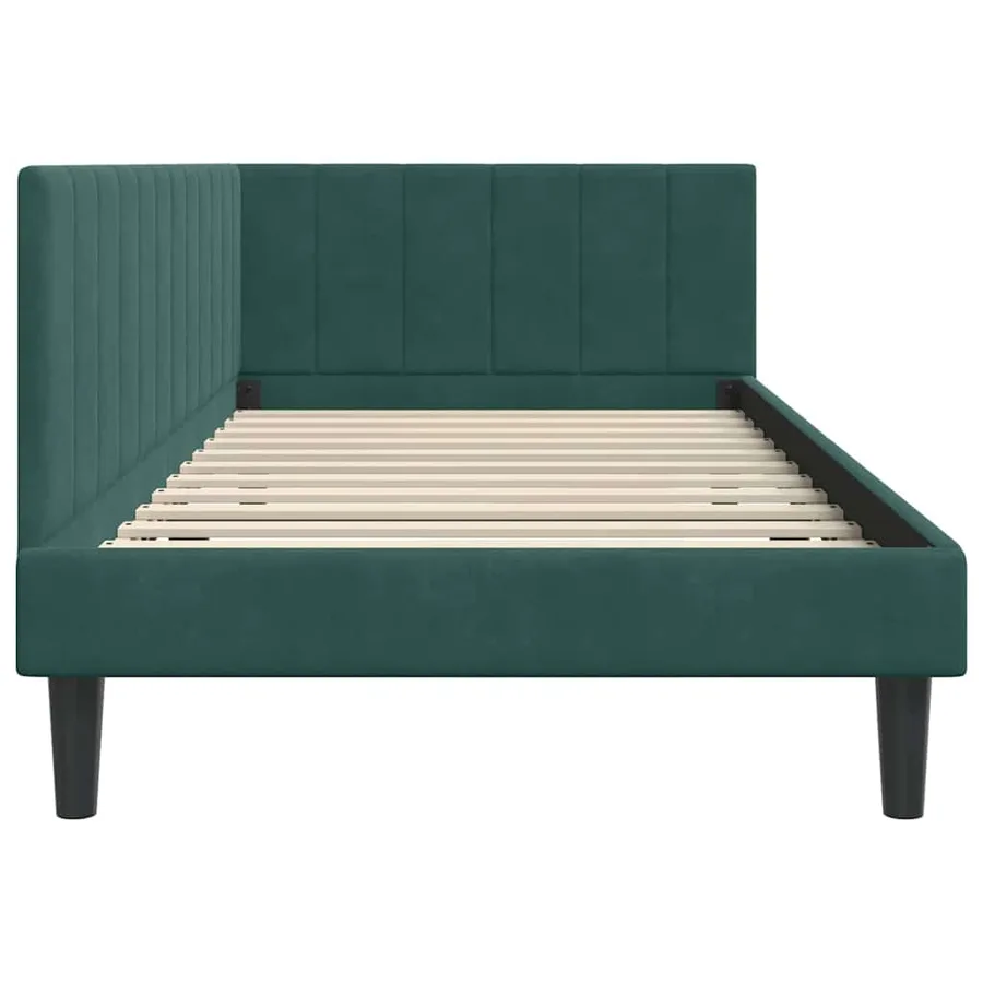 Cadre de lit d'angle Vert foncé 100 cm x 200 cm Velours - 6
