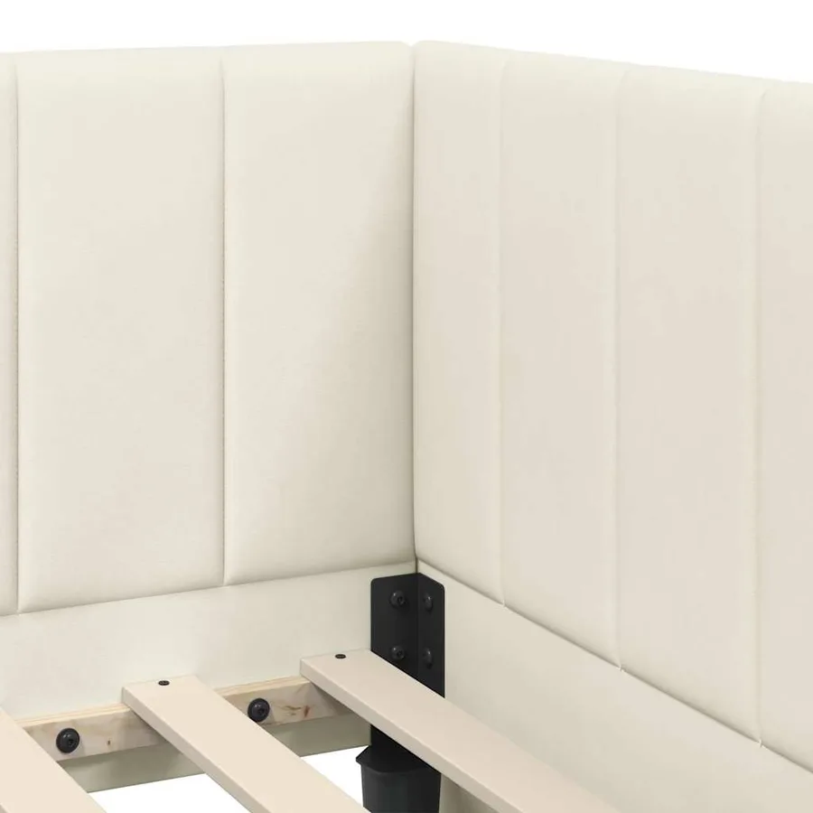 Cadre de lit d'angle avec matelas 2 pcs Crème Velours - 8