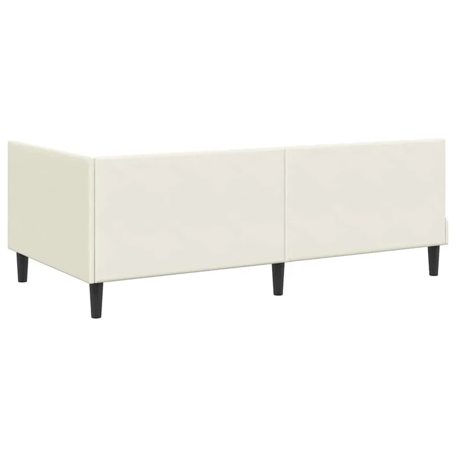 Cadre de lit d'angle avec matelas 2 pcs Crème Velours - 9
