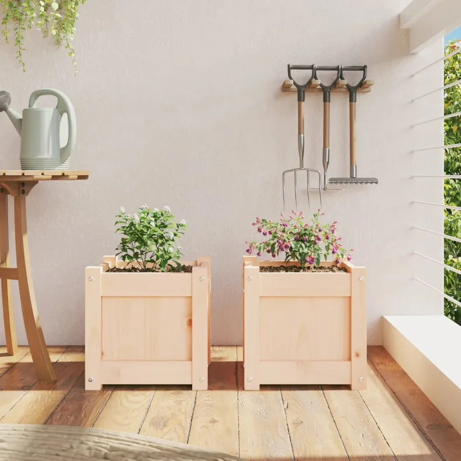 Jardinières 2 pcs bois de pin massif - 3