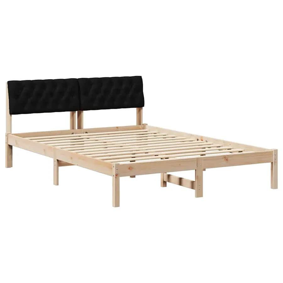 Cadre de lit Marron et noir 140 x 200 cm Bois massif en pin - 2