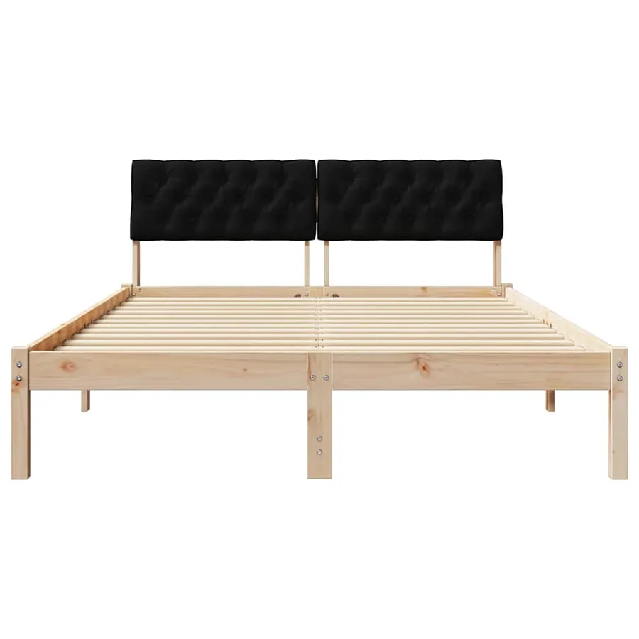 Cadre de lit Marron et noir 140 x 200 cm Bois massif en pin - 5