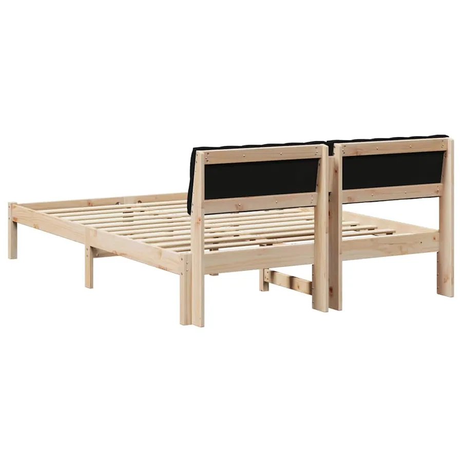 Cadre de lit Marron et noir 140 x 200 cm Bois massif en pin - 7