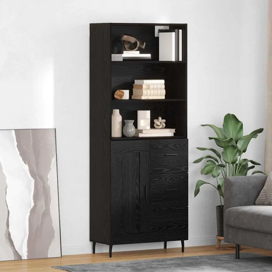Haut Armoire avec tiroir Chêne noir 69,5 x 34 x 180 cm