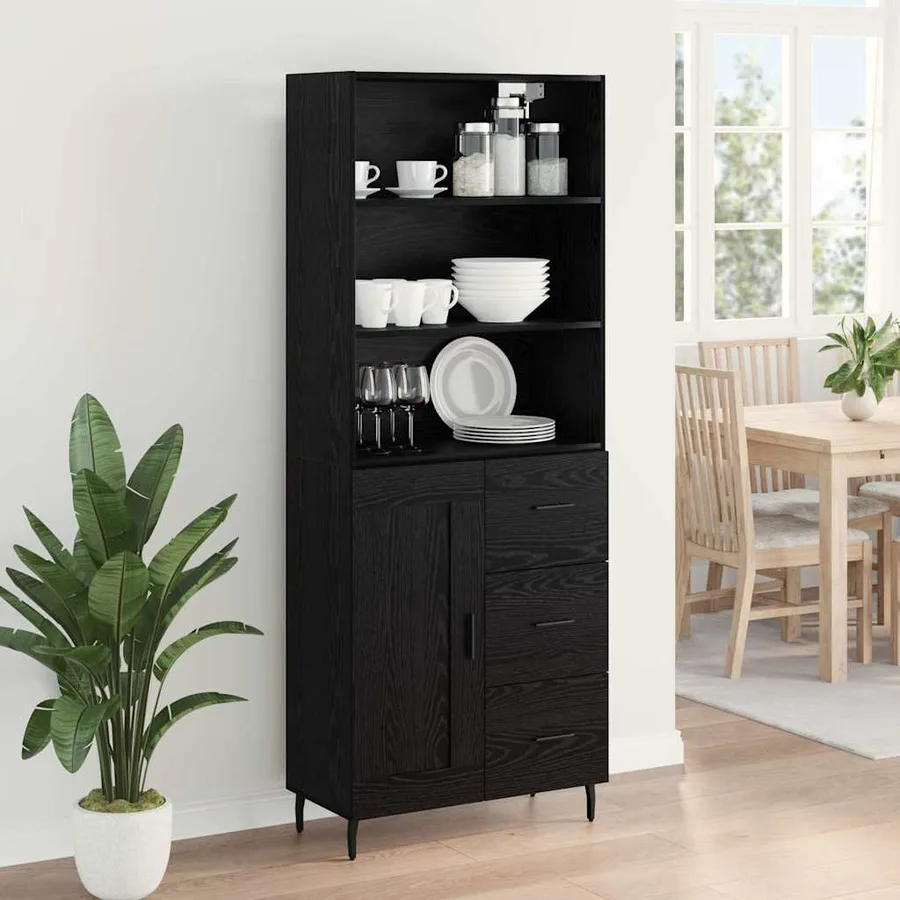 Haut Armoire avec tiroir Chêne noir 69,5 x 34 x 180 cm - 4