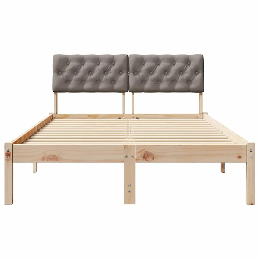 Cadre de lit Marron et taupe 120 x 200 cm Bois massif en pin - 5
