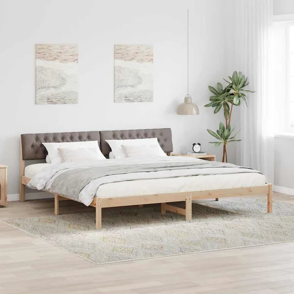 Cadre de lit Marron et taupe 200 x 200 cm Bois massif en pin