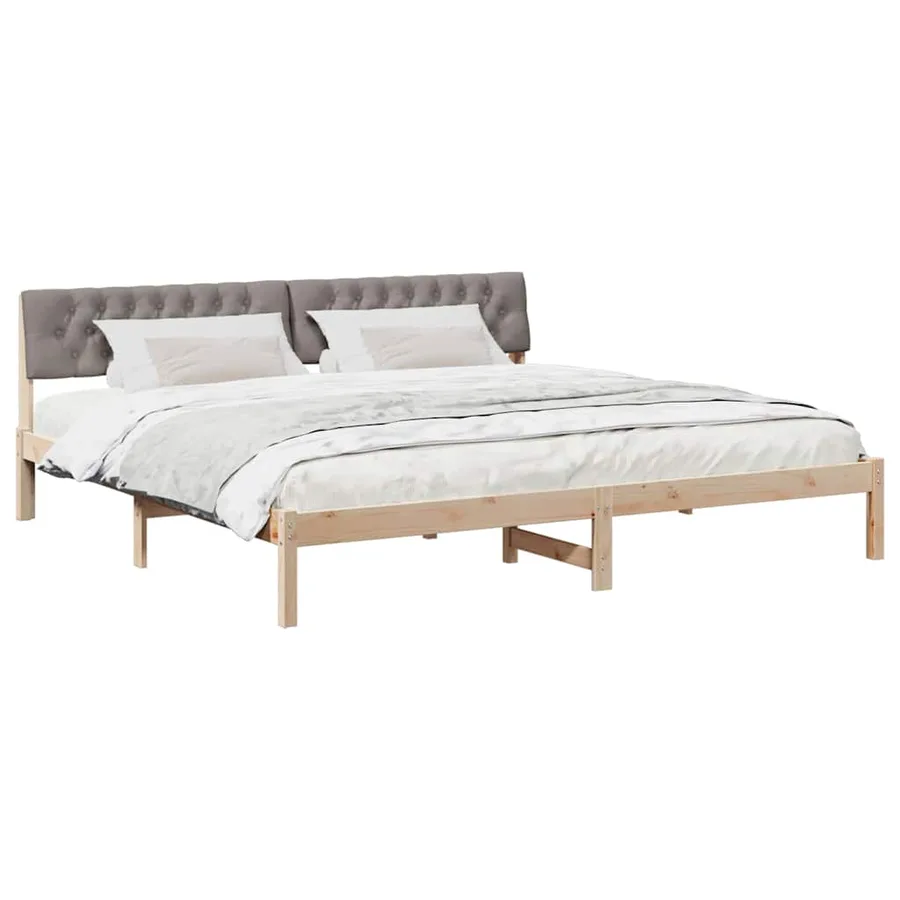 Cadre de lit Marron et taupe 200 x 200 cm Bois massif en pin - 3
