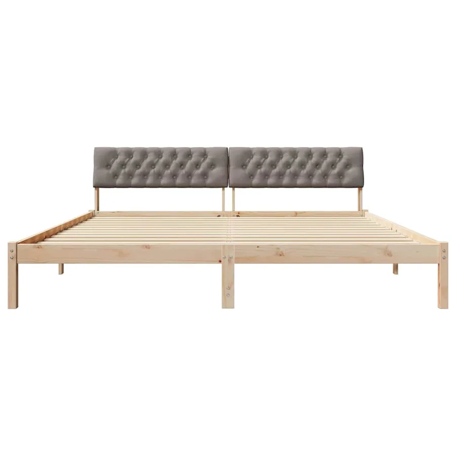 Cadre de lit Marron et taupe 200 x 200 cm Bois massif en pin - 5