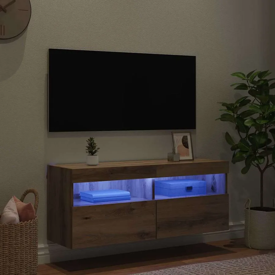 Meuble TV mural 100 x 30 x 40 cm Chêne artisanal - 5