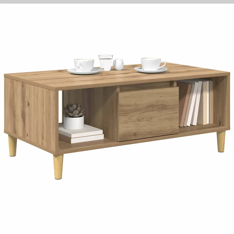 Table basse Chêne artisanal 90 x 50 x 26,5 cm Bois d'ingénierie - 3