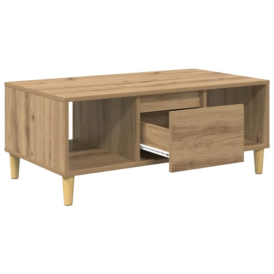 Table basse Chêne artisanal 90 x 50 x 26,5 cm Bois d'ingénierie - 5