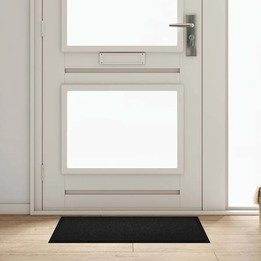 Tapis de porte Noir 60 x 40 x 1.2 cm Tissu en teddy