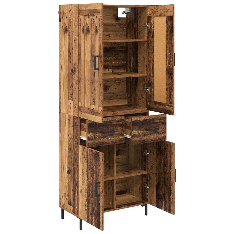Haut Armoire avec tiroir 2 pcs Bois Ancien Bois d'ingénierie - 5