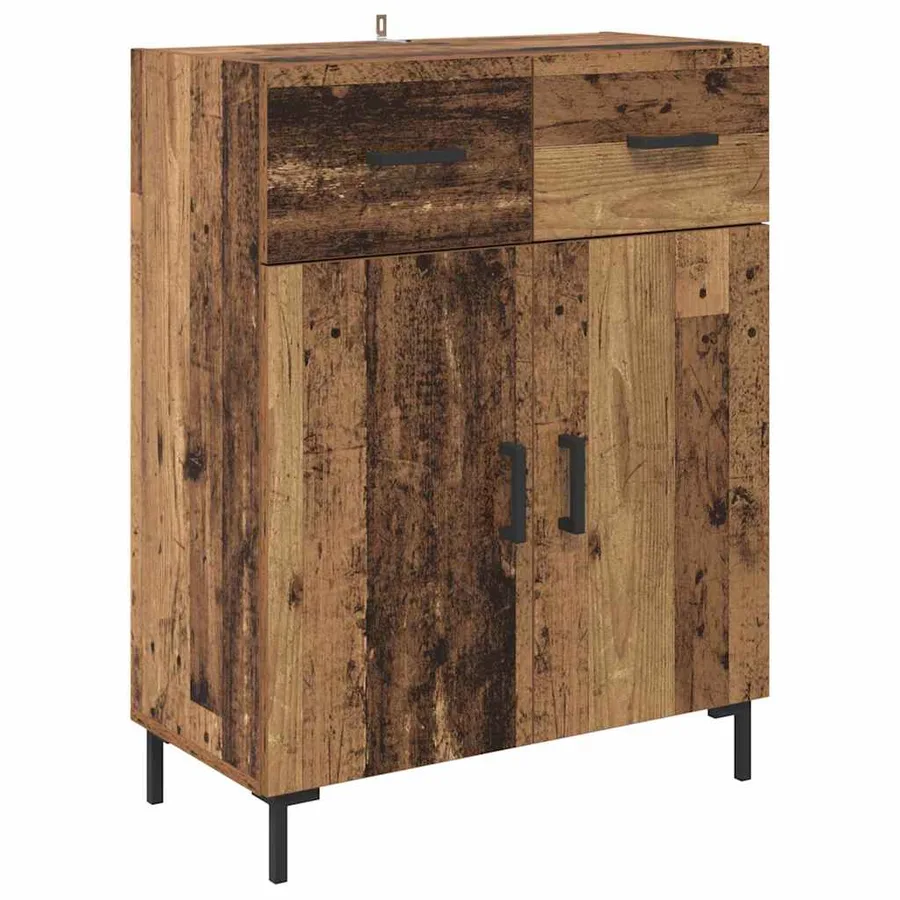 Haut Armoire avec tiroir 2 pcs Bois Ancien Bois d'ingénierie - 6