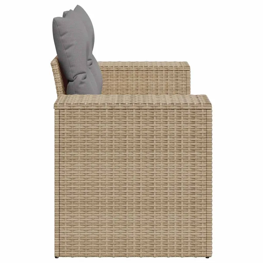 Canapé de jardin avec coussins 2 places beige résine tressée - 5