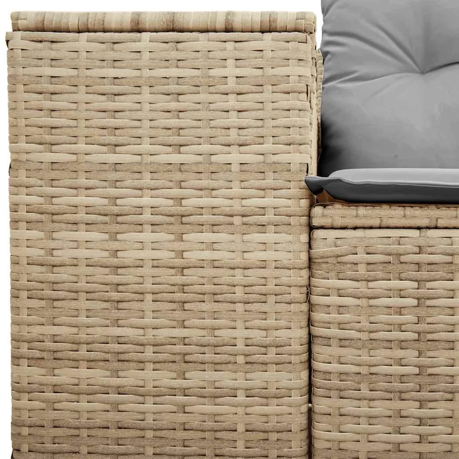Canapé de jardin avec coussins 2 places beige résine tressée - 7