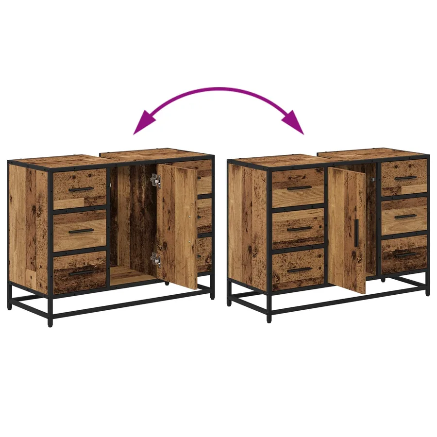 Cabinet de salle de bain avec porte Bois Ancien 80 x 33 x 60 cm - 12