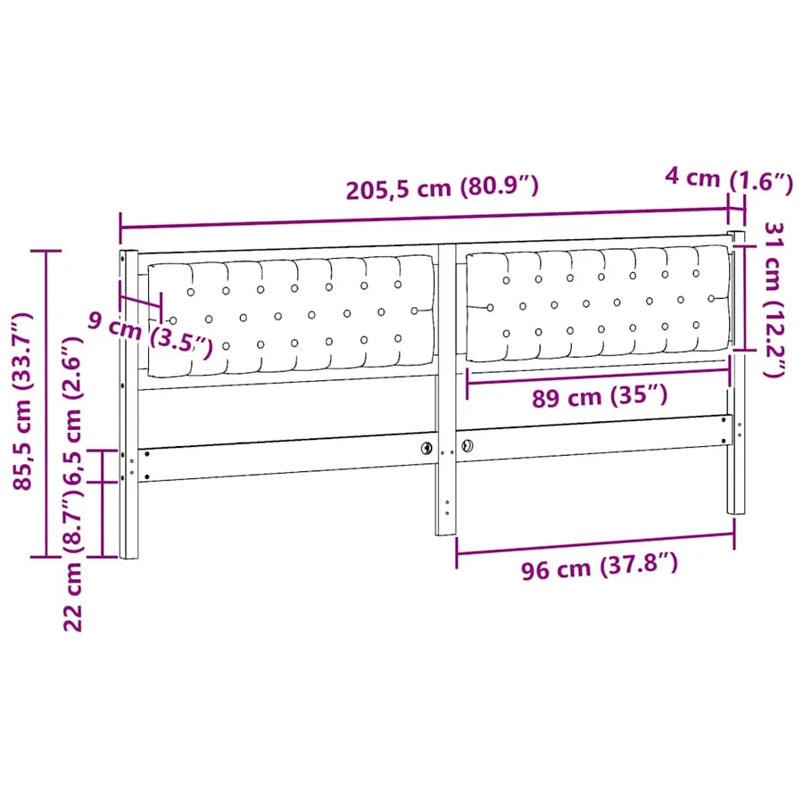 Tête de lit Marron et gris clair 200 cm Bois massif en pin - 11