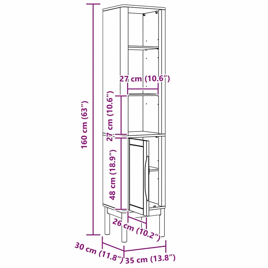 Meuble de salle de bain haut FLORO Blanc 35 x 30 x 160 cm - 11