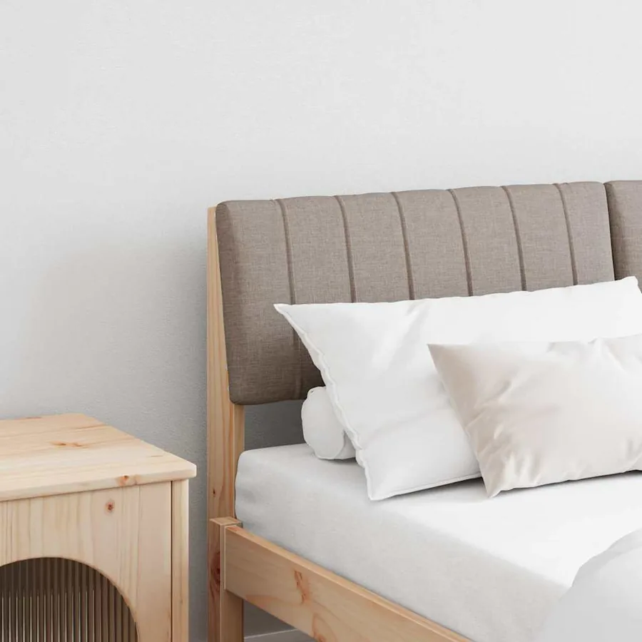 Tête de lit capitonnée Taupe 135 cm Pin massif