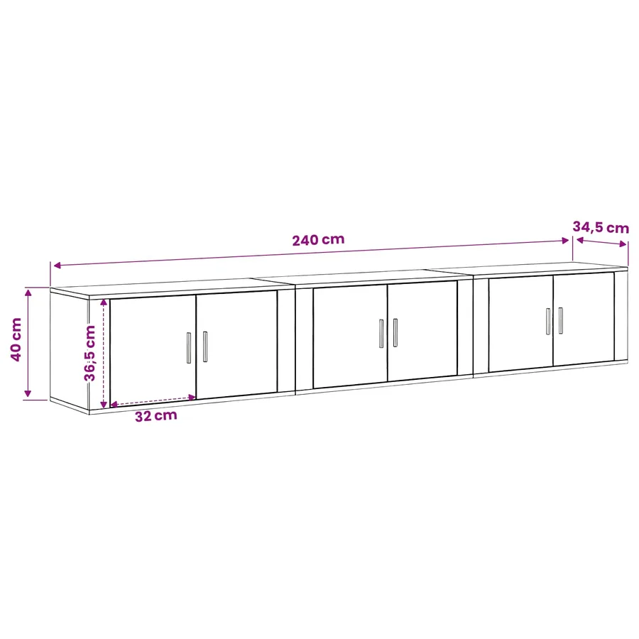 Ensemble de meuble TV mural 3 pcs Chêne artisanal - 11