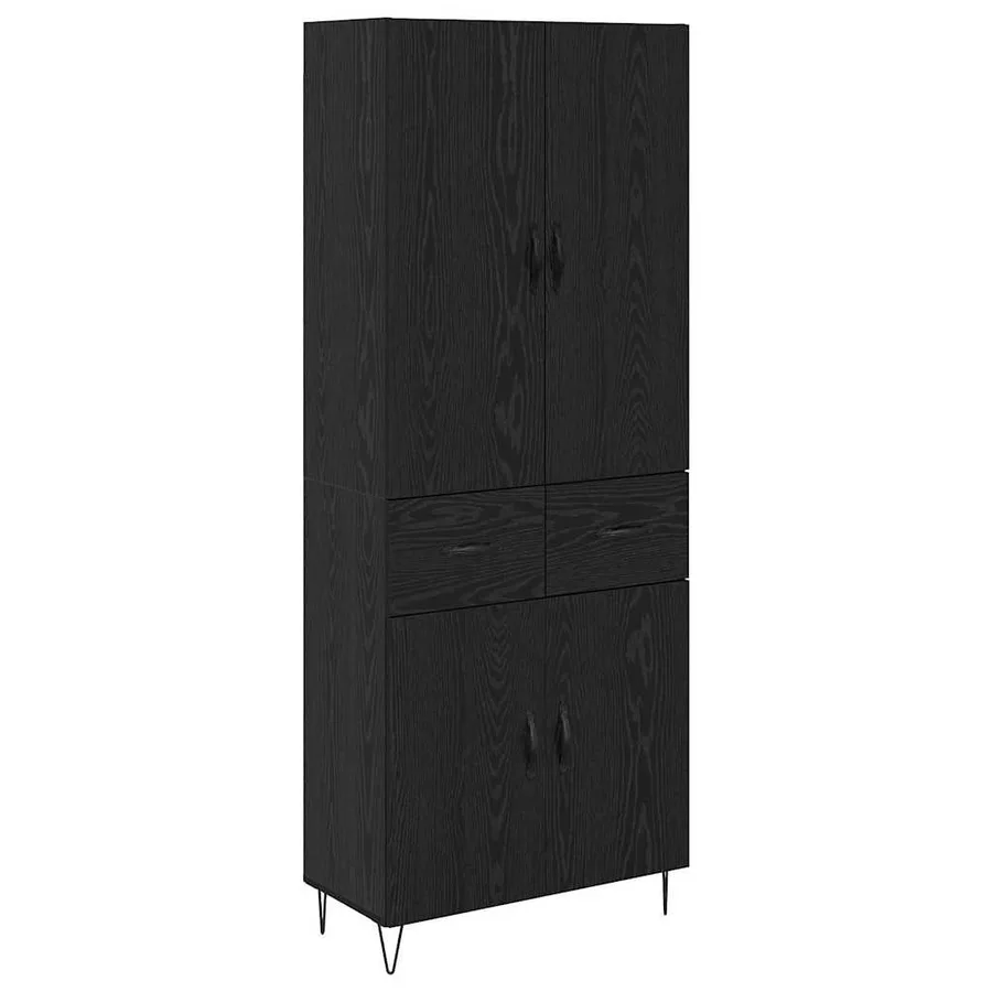 Haut Armoire 2 pcs Chêne noir Bois d'ingénierie et verre - 2