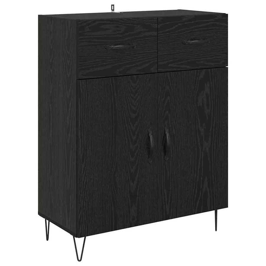 Haut Armoire 2 pcs Chêne noir Bois d'ingénierie et verre - 6