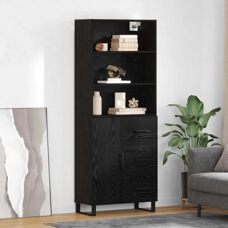 Haut Armoire avec tiroir 2 pcs Chêne noir Bois d'ingénierie