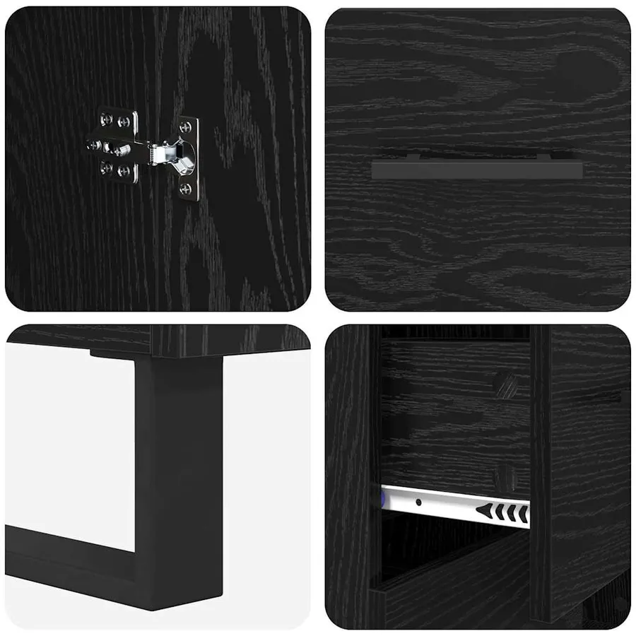 Haut Armoire avec tiroir 2 pcs Chêne noir Bois d'ingénierie - 11