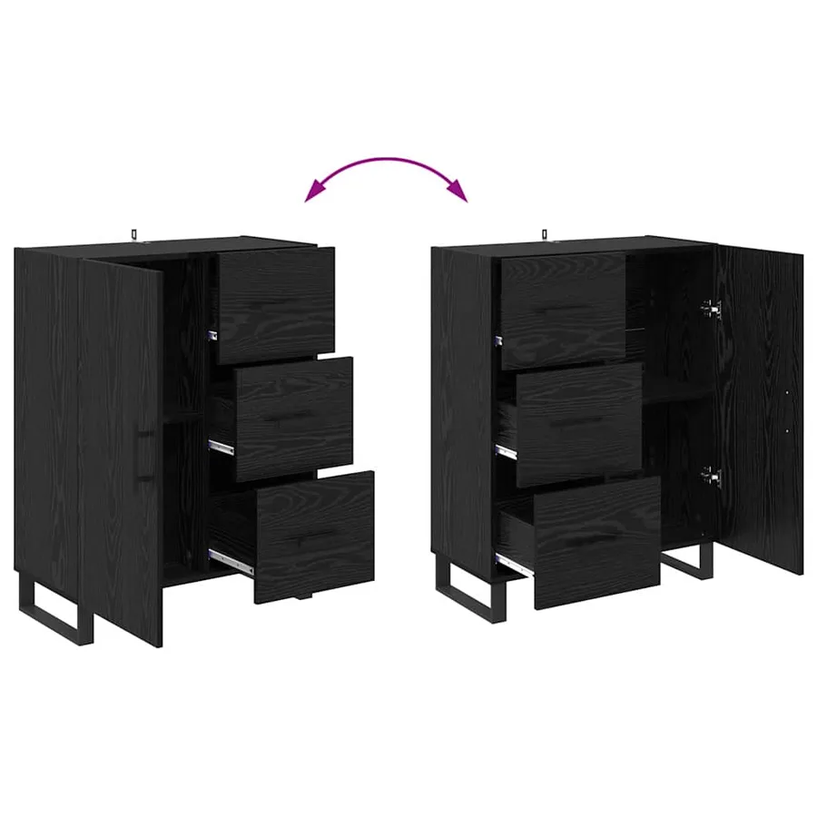Haut Armoire avec tiroir 2 pcs Chêne noir Bois d'ingénierie - 13