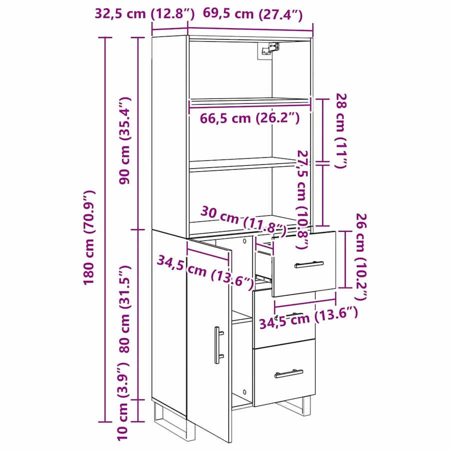 Haut Armoire avec tiroir 2 pcs Chêne noir Bois d'ingénierie - 15