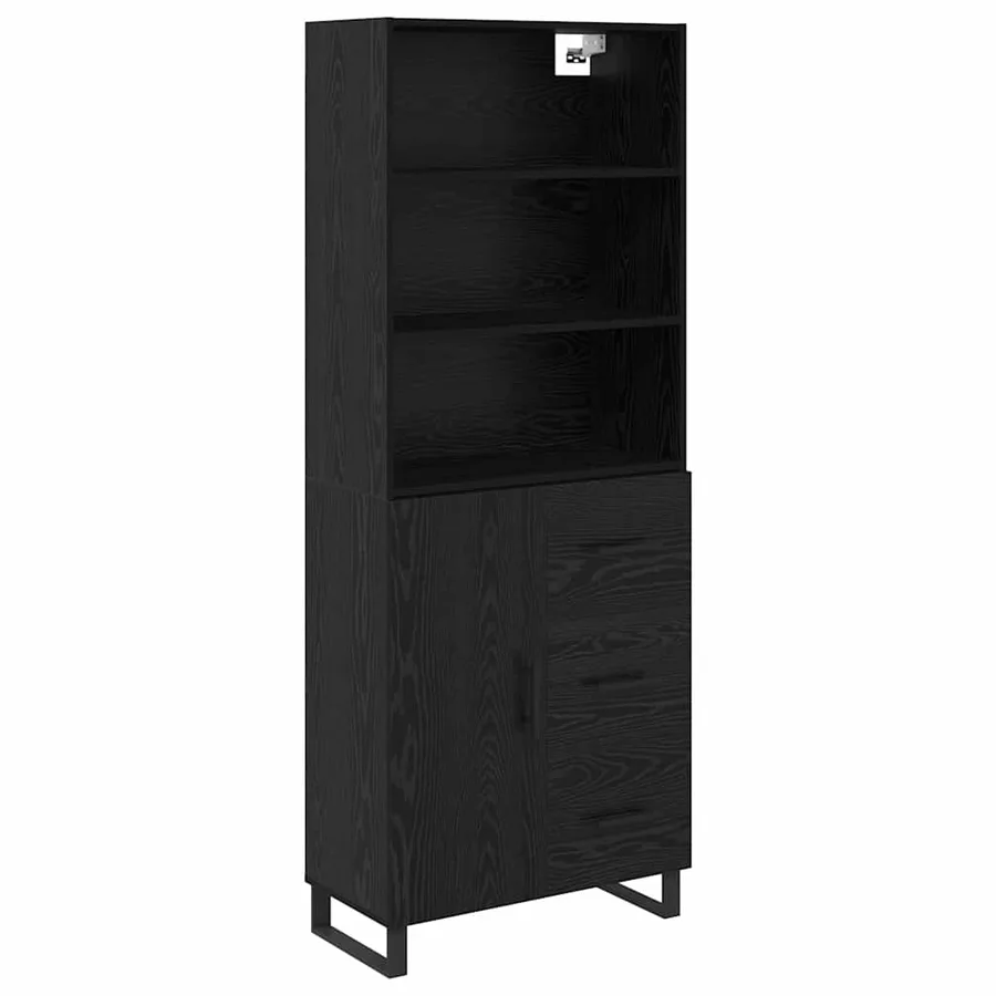 Haut Armoire avec tiroir 2 pcs Chêne noir Bois d'ingénierie - 2