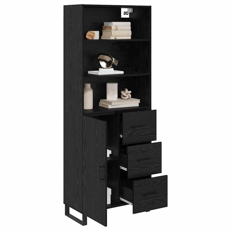 Haut Armoire avec tiroir 2 pcs Chêne noir Bois d'ingénierie - 3