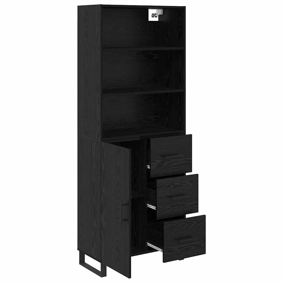 Haut Armoire avec tiroir 2 pcs Chêne noir Bois d'ingénierie - 5