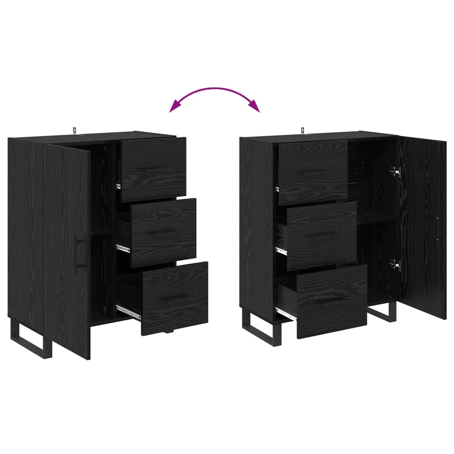 Haut Armoire 2 pcs Chêne noir Bois Aggloméré et Verre - 11