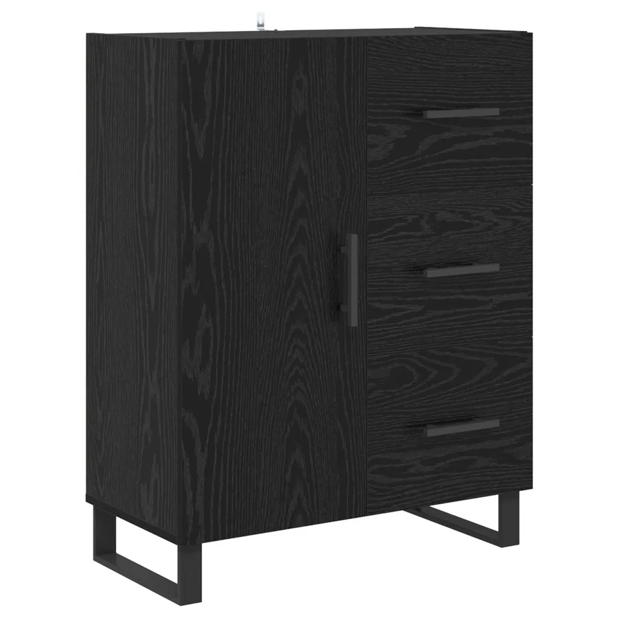 Haut Armoire 2 pcs Chêne noir Bois Aggloméré et Verre - 6