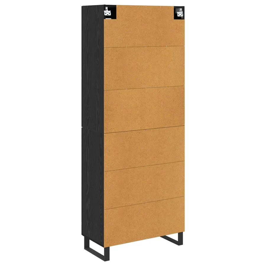 Haut Armoire 2 pcs Chêne noir Bois Aggloméré et Verre - 8