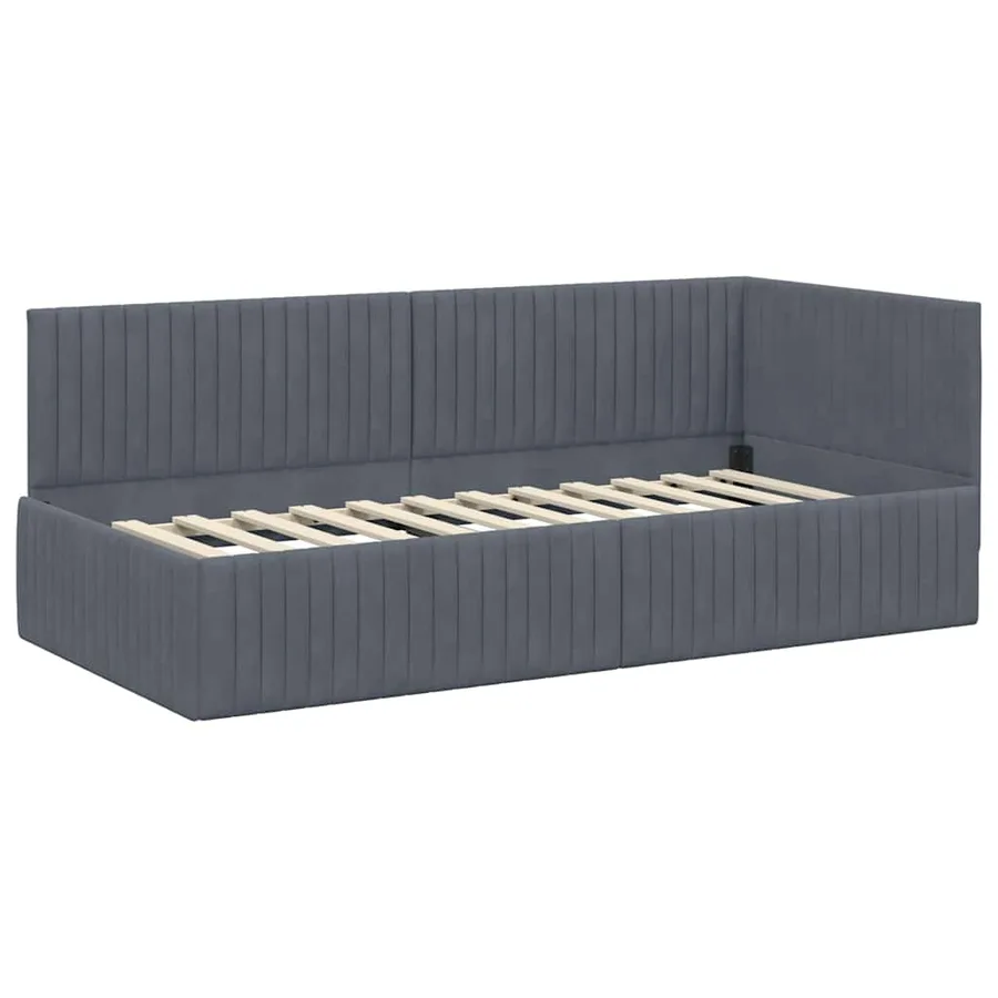 Cadre de lit d'angle Gris foncé 90 cm x 200 cm Velours - 4