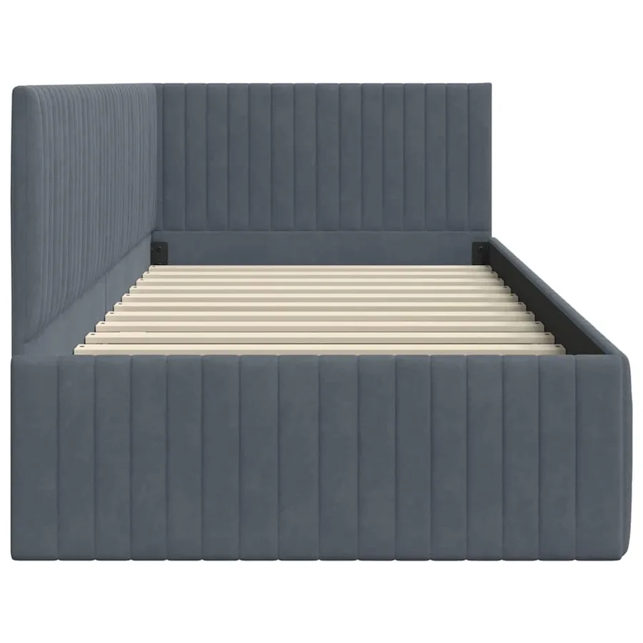 Cadre de lit d'angle Gris foncé 90 cm x 200 cm Velours - 6