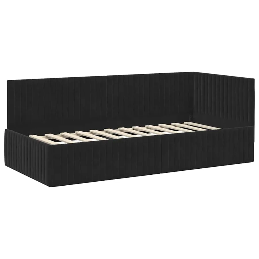 Cadre de lit d'angle Noir 90 cm x 200 cm Velours - 4