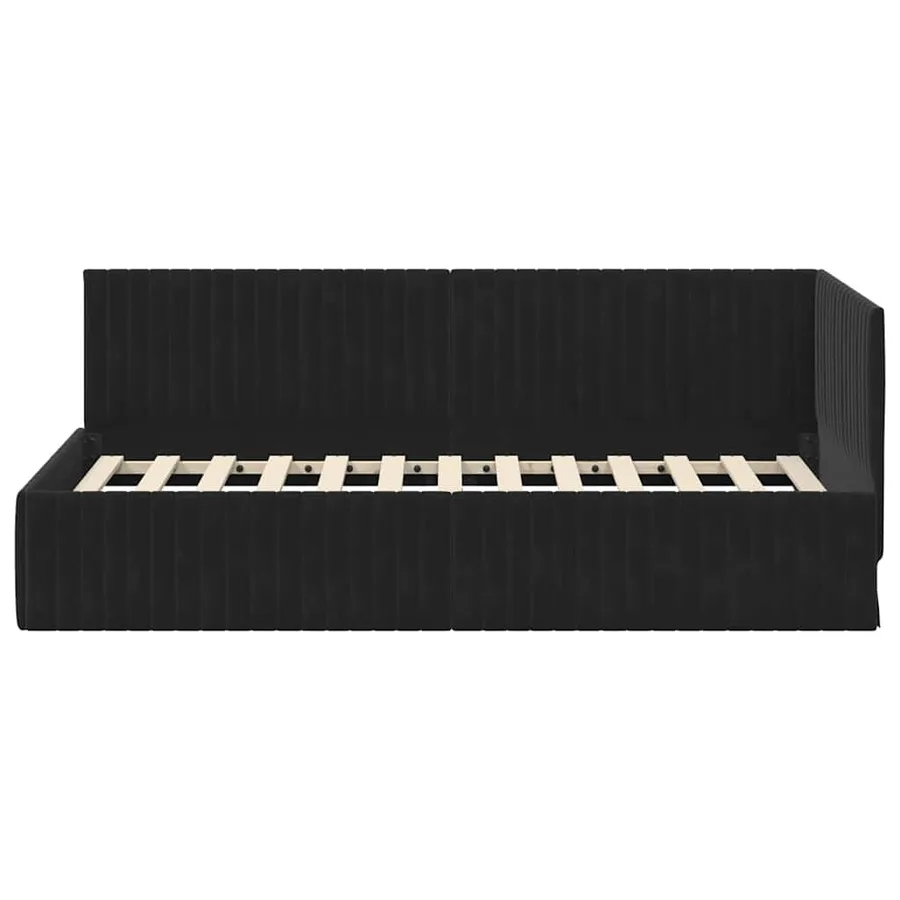 Cadre de lit d'angle Noir 90 cm x 200 cm Velours - 5