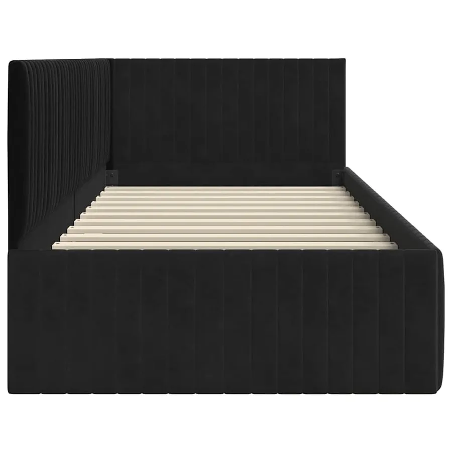 Cadre de lit d'angle Noir 90 cm x 200 cm Velours - 6