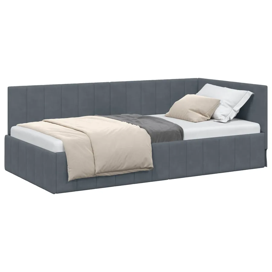 Cadre de lit d'angle Gris foncé 90 cm x 200 cm Velours - 2