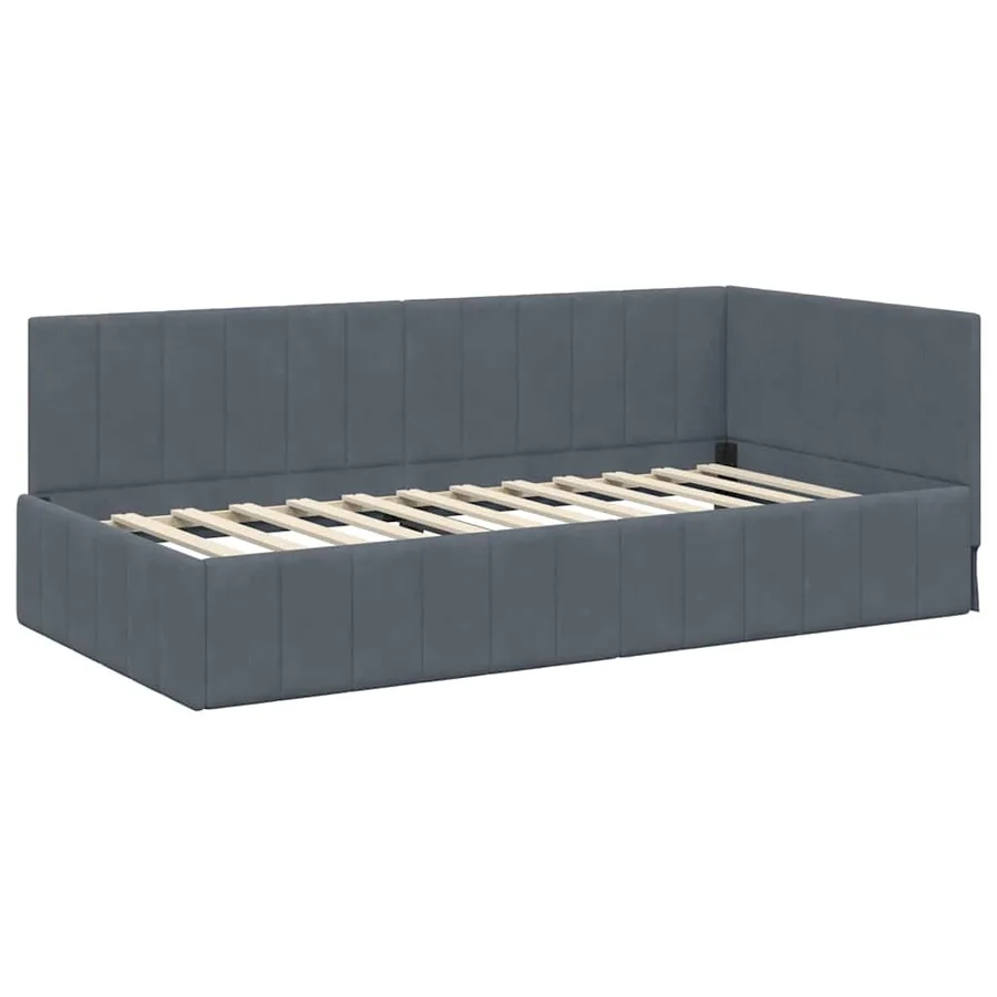 Cadre de lit d'angle Gris foncé 90 cm x 200 cm Velours - 4